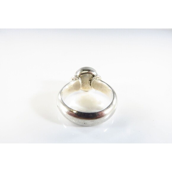 Round Red Obsidian Solitaire in Wide Band Sterling Silver Ring Setting Size 7.25 - Picture 6 of 7